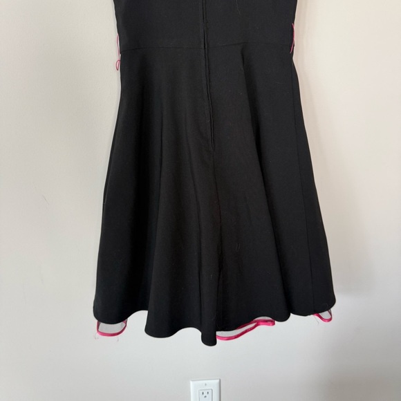 Vintage VTG Y2K Black Pink Trim A Line Tulle Midi Knee Length Dress Steppin Out - Picture 9 of 13